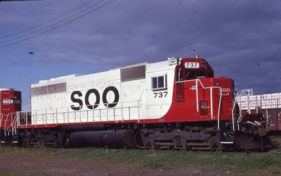SOO LINE 737 Eisenbahn Zug Lok SUPERIOR MI Original 1982 Foto Dia