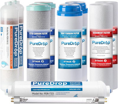 PDR-F10KU 50 GPD Reverse Osmosis Water Filter 1-Year Replacement Cartridges for