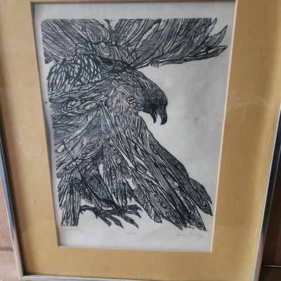 #ad Jacob Landau Bird of Prey 1960 Original Print Edition 131 250 $850.00