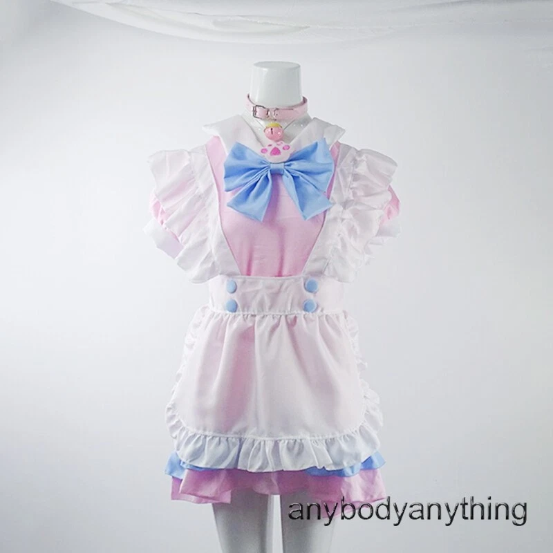 Maid Costume Cute Plus Size 4XL Pink Blue Dress for Women Plus Size School Girl - Image 3 of 4
