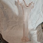 Vintage Swung Stretch Vase 9" Tall   Pink  Glass