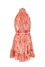 ZIMMERMANN Violet Coral Floral Halter Dress AU 1, US Small 6/