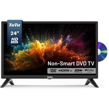 TuTu 24 Inch HD TV with DVD, 2K LED Small Flat Screen Non-Smart DVD Televisio...