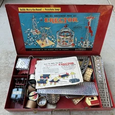 Vintage Gilbert Erector Set No. 10 1/2 Amusement w/ Manual Rare