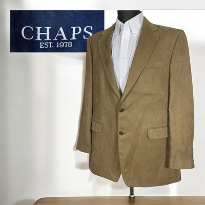 Chaps Sport Coat Mens 44L Beige Solid Polyester Two Buttons