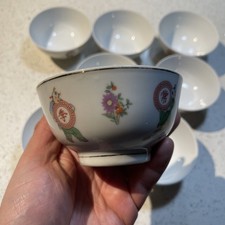 Lot of 8: Vintage China Rice 4.5" Bowls Prosperity Longevity Luck Wealth Symbols