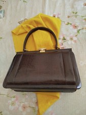 borsa in vera pelle di lucertola marrone