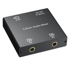 3.5mm Audio Mixer 2-Channel,Clear Sound,No Echo,Dual-Device 2.2x2.2x0.6 in