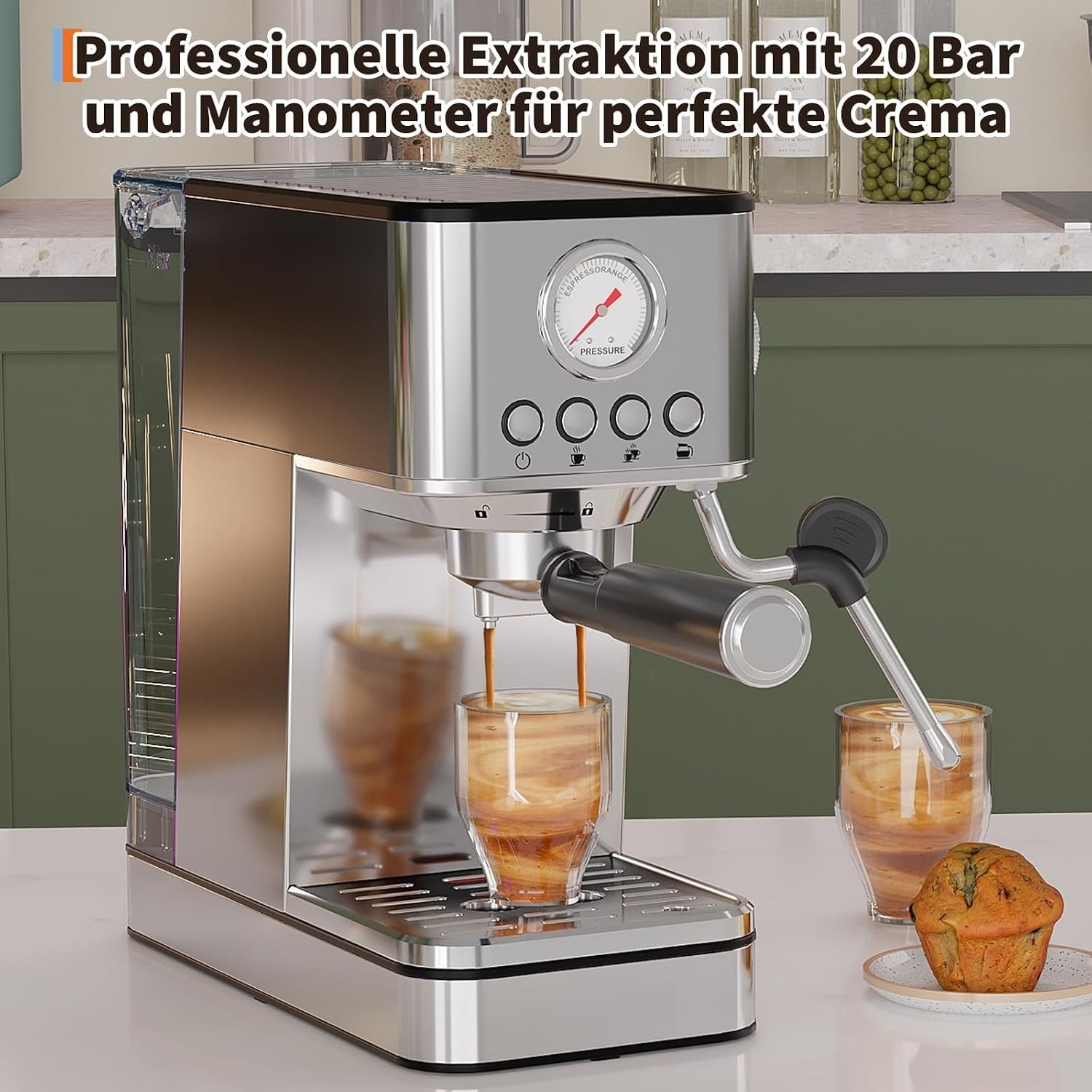 Portafiltro Macchina Espresso 20 Bar, Thermoblock Sistema di Riscaldamento Rapido in Acciaio Inox foto 5