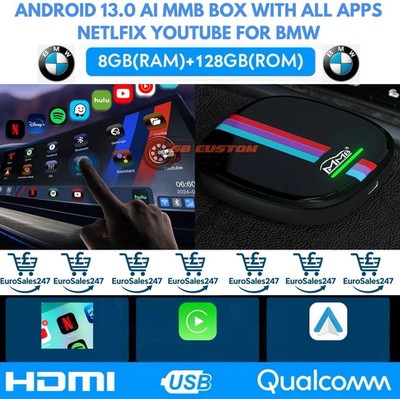 BMW MMB MAX ANDROID WIRELESS CARPLAY MULTIMEDIA AI BOX ALLE APPS 8GB RAM USB!