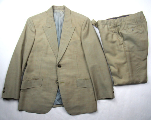 Vtg 1960's 2 Pc Suit Fleck Hollywood Bespoke VLV Wool 36S / 29.5 x 27 Light! 60s