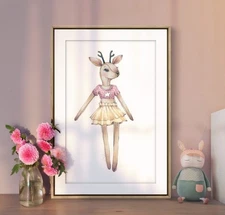 Original Watercolor Baby Deer Plush 10x15 Painting Unique Artwork Wall Art