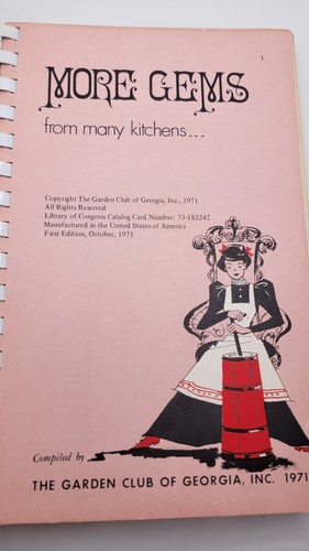 The Garden Club Of Georgia, More Gems From Many Kitchens Cookbook 1971 1st Editi - Picture 3 of 9