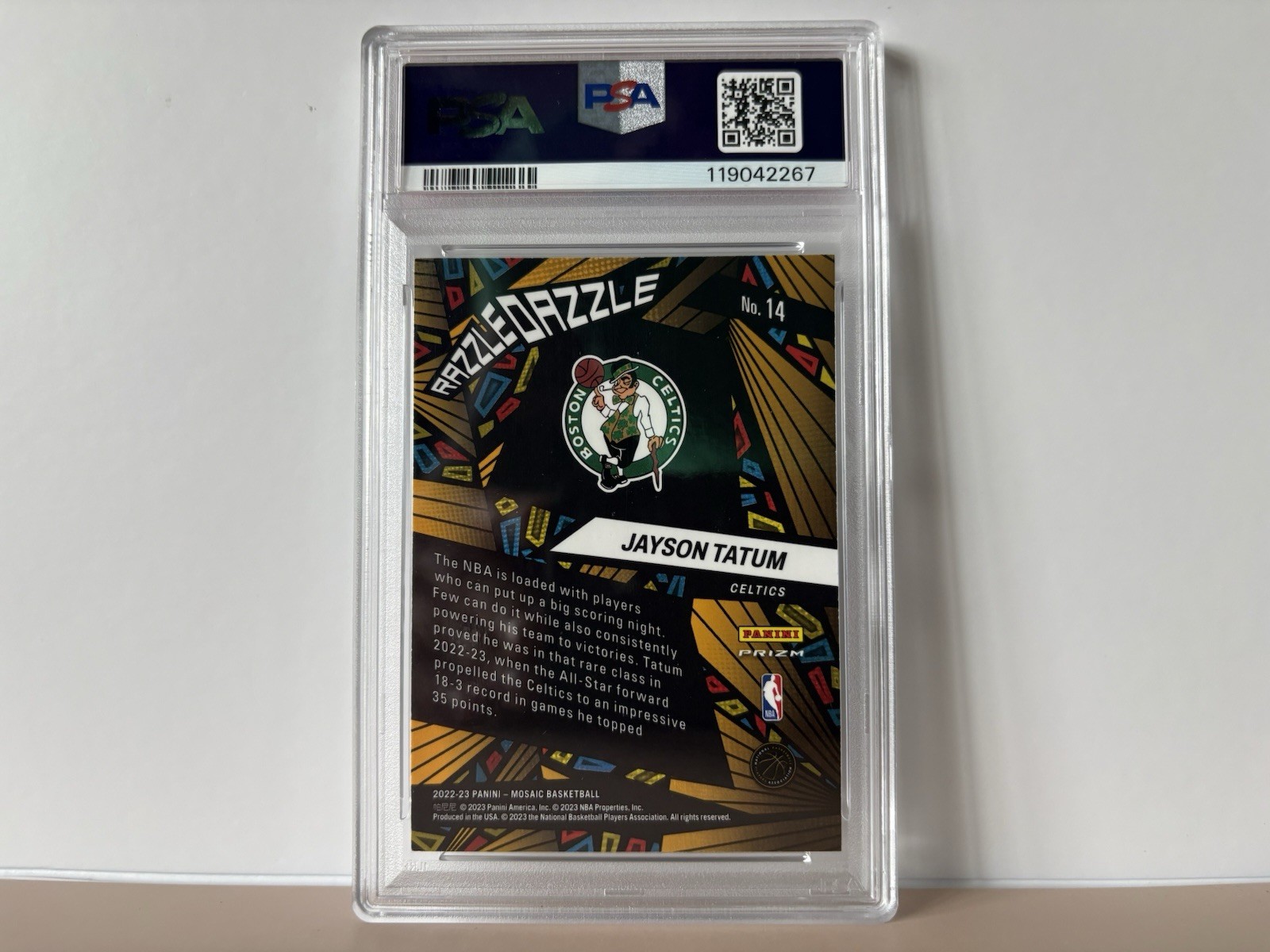 Jayson Tatum - 2022-23 Panini Mosaic - #14 Razzle Dazzle (PSA 10) view 4