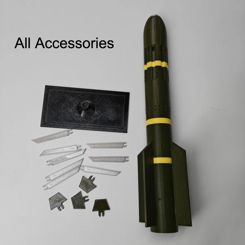 Modello Militare 3D Stampato 25cm 1:6 USA AGM-114 R9X Hellfire "Missile Coltello - Immagine 3 di 4