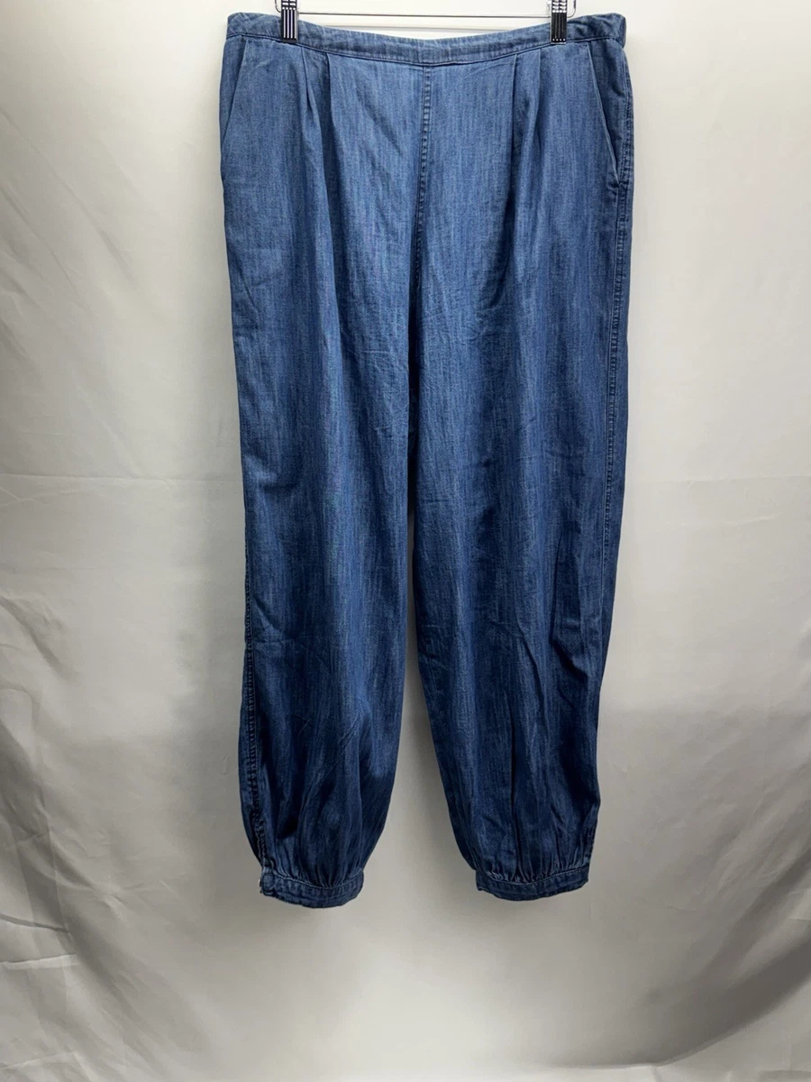 Pantalones H&M Divididos Para Mujer Azul Denim Globo Talla M Algodón Cintura Elástica Boho