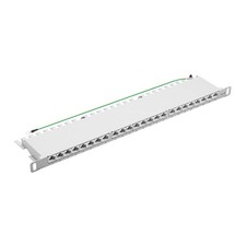 Patchpanel Patchfeld Cat.6A 19 Zoll 24 Port 0,5HE RJ45 10GB LAN geschirmt grau