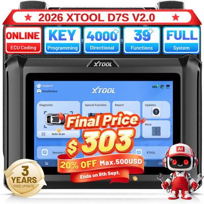 2026 XTOOL D7S V2.0 Car Diagnostic Tool 39 Services OBD2 Scanner Key Programming