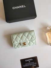 New 2026 CHANEL mini Wallet Light green Cavia...