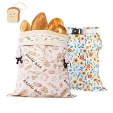 Bread Bag for Homemade Bread - 2 Packs XL Reusable Organic Beeswax Natural
