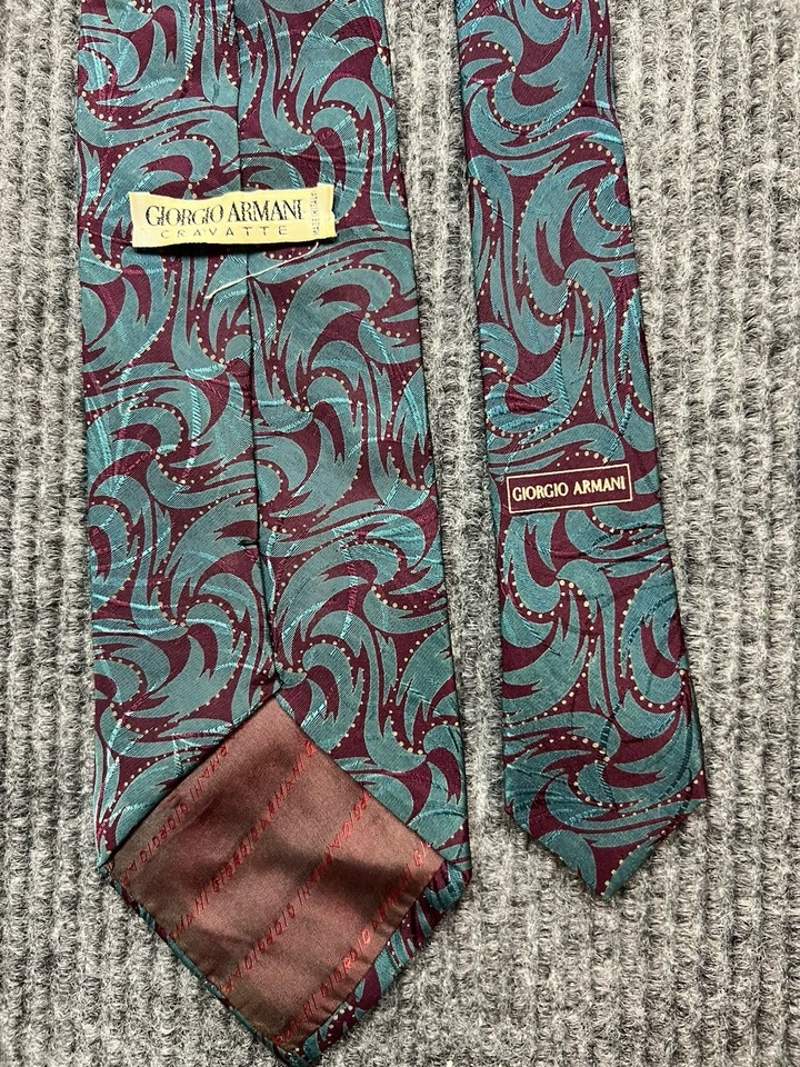 "Corbata de Colección Giorgio Armani Corbata Gris Cachemira 100% Seda Cuello 4"" 54"" Hecha en Italia 90" Foto 2 de 4