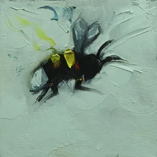 Bee 520 - 6x6" original oil painting by Roz