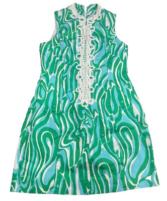 Lilly Pulitzer Sz Alexa Dress Green/White/Blue