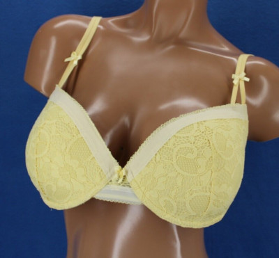 Adore Me Yellow Lace Underwire Padded Push Up Bra Size 34DDD #E3062