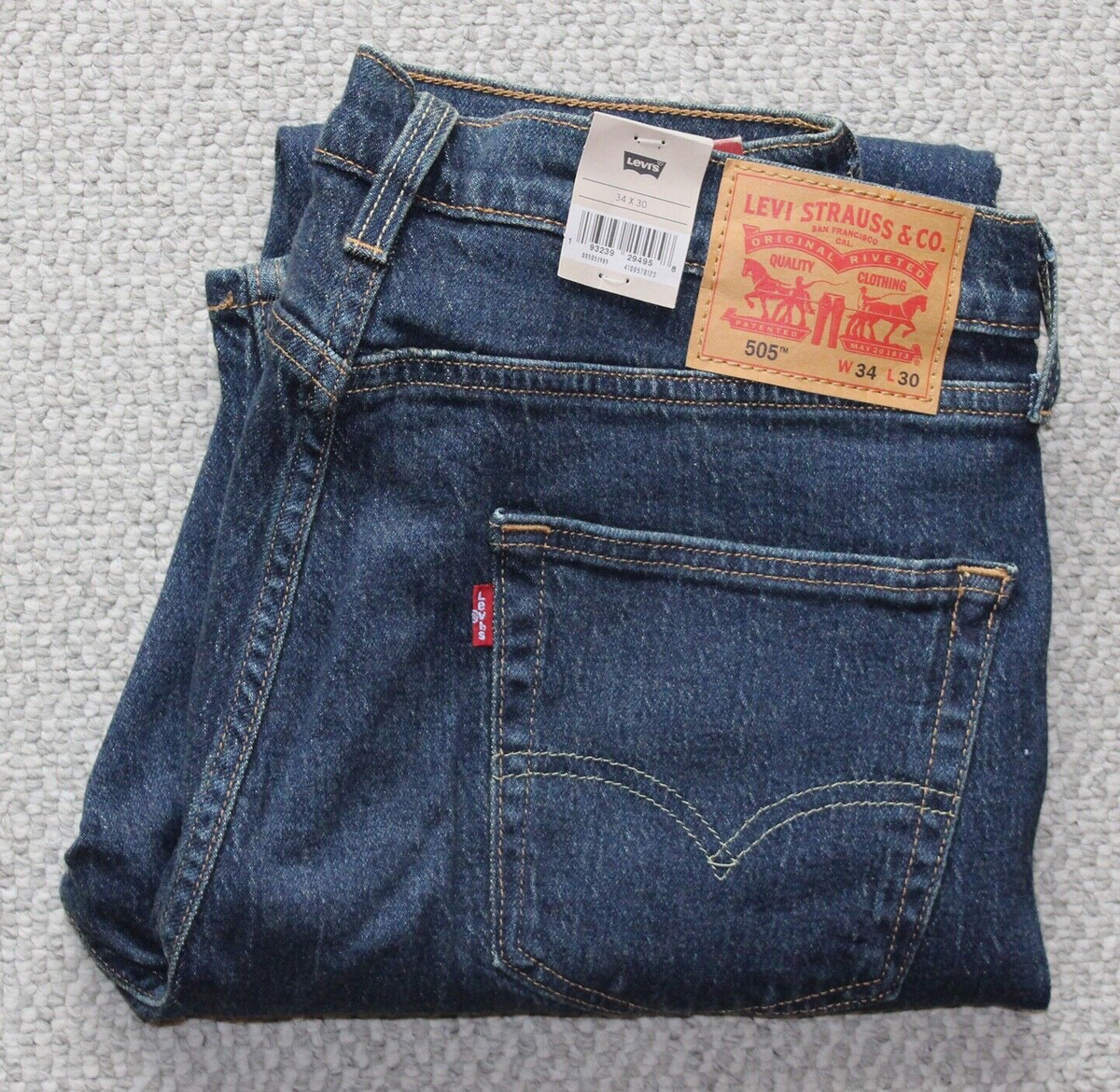 Levi's 505 Regular MEN'S JEANS • Stretch • 34x30 • dark wash