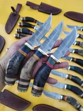 LOT OF 20 6 INCH HANDMADE DAMASCUS STEEL SKINNER KNIFE RAMS HORN W/SHEATH