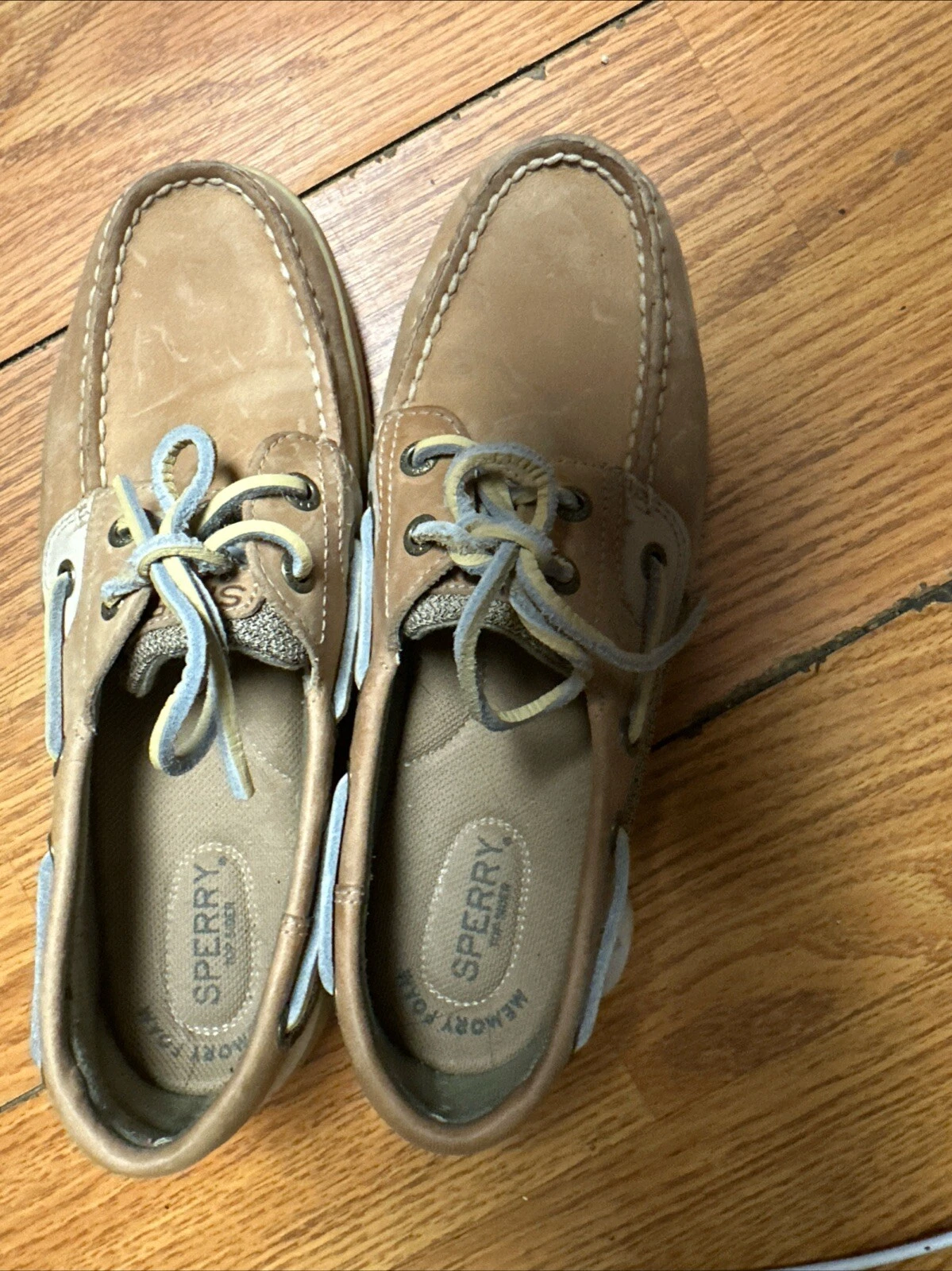 Sperry Angelfish Top Sider Boat Shoes - Womens 7.0- Tan Silver Leather Flats