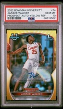 PSA 10 JARACE WALKER #/75 Auto - 2022 Bowman U Chrome Prospect YELLOW REFRACTOR 