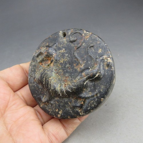 China,old jade,hongshan culture,Black magnet,collectibles,bai tiger,pendant Y642 - Picture 4 of 6