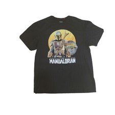 Star Wars The Mandalorian Baby Yoda Men  s Short Sleeve T-Shirt Black- Size L