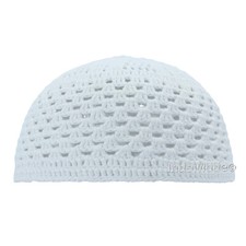 Hand-crocheted White Open-weave Comfortable Muslim Kufi Skull Cap for BABY
