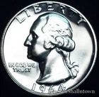 1964 Washington Quarter ~ Mint Silver Proof  ~ Raw Coin from Original Proof Set