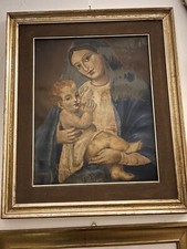 DIPINTO A OLIO SU RAME RAFFIGURANTE MADONNA CON BAMBINO CON CORNICE SEC . XVIII 