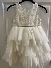 American Princess Girls Special Occassion Dress Sleeveless Size 6 Ivory Tulle
