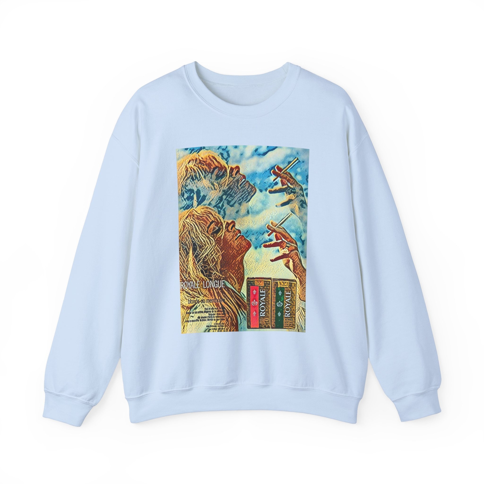 Royale Longue Retro Ad Art Graphic Print Unisex Heavy Blend™ Crewneck Sweatshirt