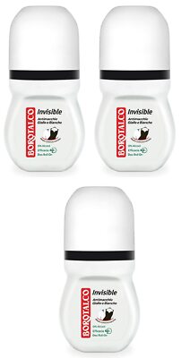 3x Borotalco Roberts Deo Roll-On Invisible 50ml Deoroller Anti Flecken Spots 48h