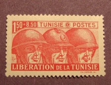 Tunisia Stamp Scott# B78 British, French & American Soldiers 1943 MH C56