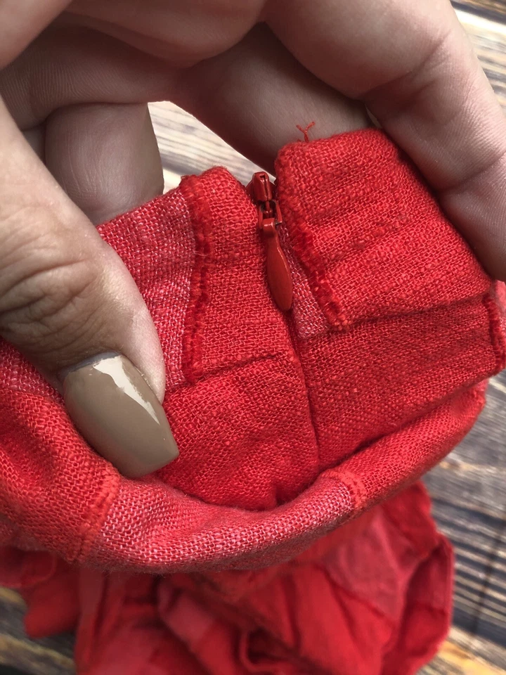 Pantalones cortos para mujer 10 Eva Franco Anthropologie rojo rosa mezcla de lino Foto 4 de 4