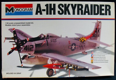 A-1H SKYRAIDER~1:48 Scale Plastic Model~Sealed In Packaging~1980~Monogram #5419