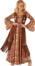 Women s 1970s Hippie Costume Ladies Long Hippy Dress 70 s Flower Child - Small