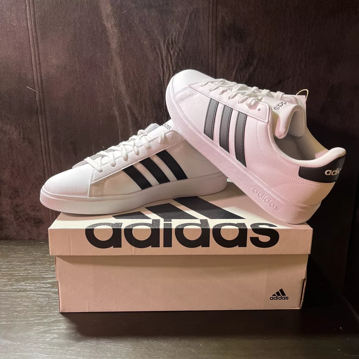 ⚪️⚫️adidas Grand Court 2.0 Shoe GW9195 White Core Black Stripes⚪️⚫️ eBay