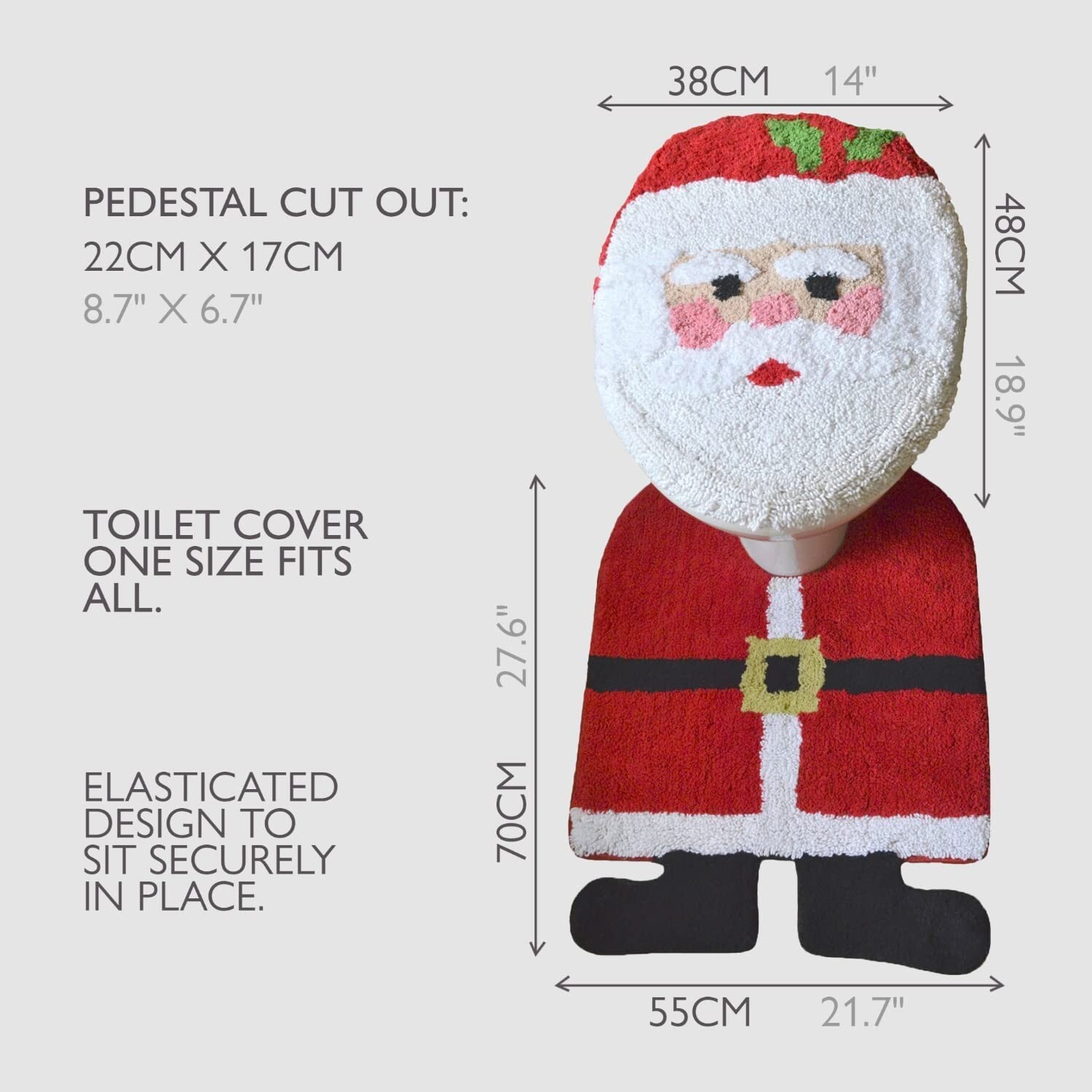 Christmas Toilet Seat Cover and Pedestal Mat 2 Piece Bathroom Set