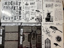 Lot of 6 Tim Holtz Stampers Anonymous Bird Alphabet Paris Road Trip Stamps