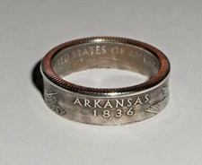 "Sealed" ARKANSAS US STATE QUARTER handcrafted  coin ring or pendant size 4-14