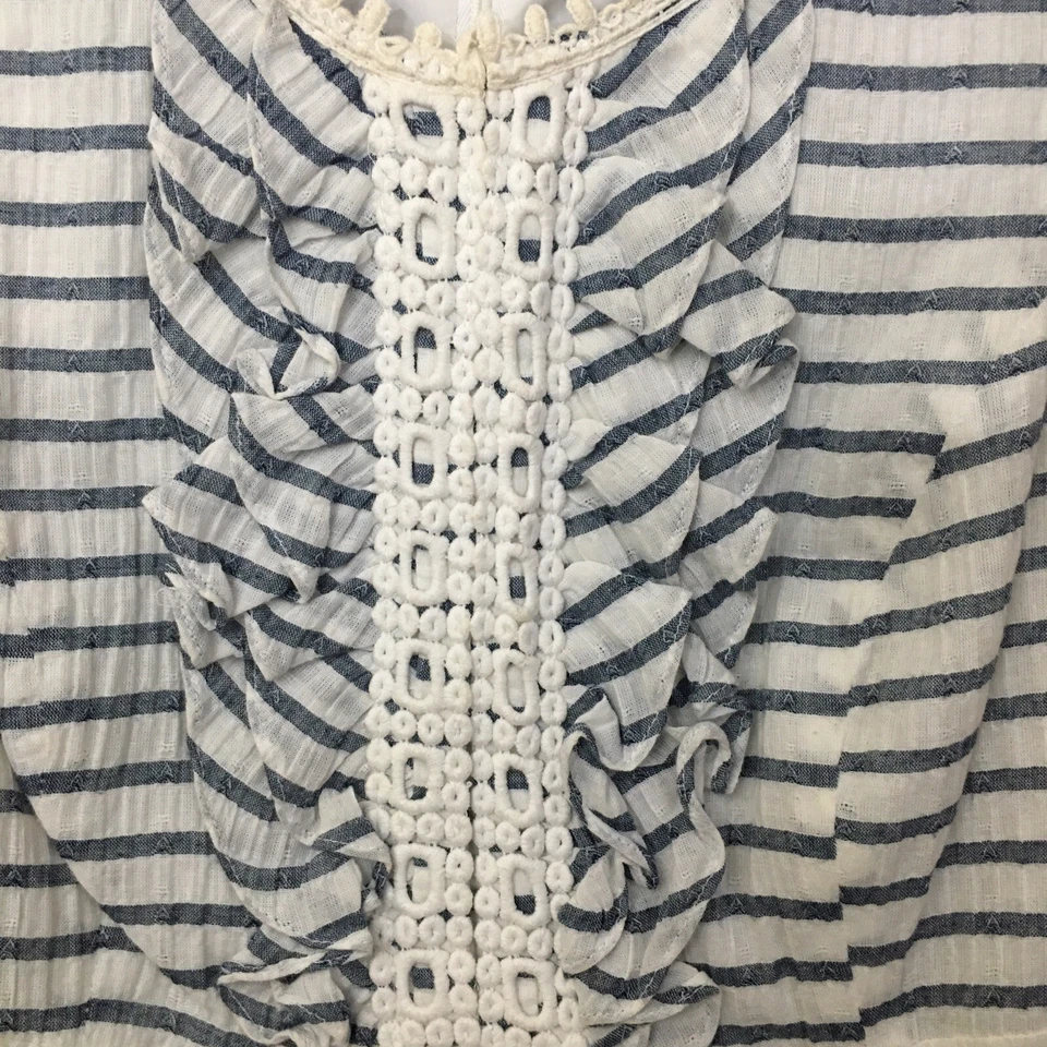 Vestido New Directions Mujer 6 Volantes Crochet Rayas Náutico Coastal Cottage Foto 4 de 4