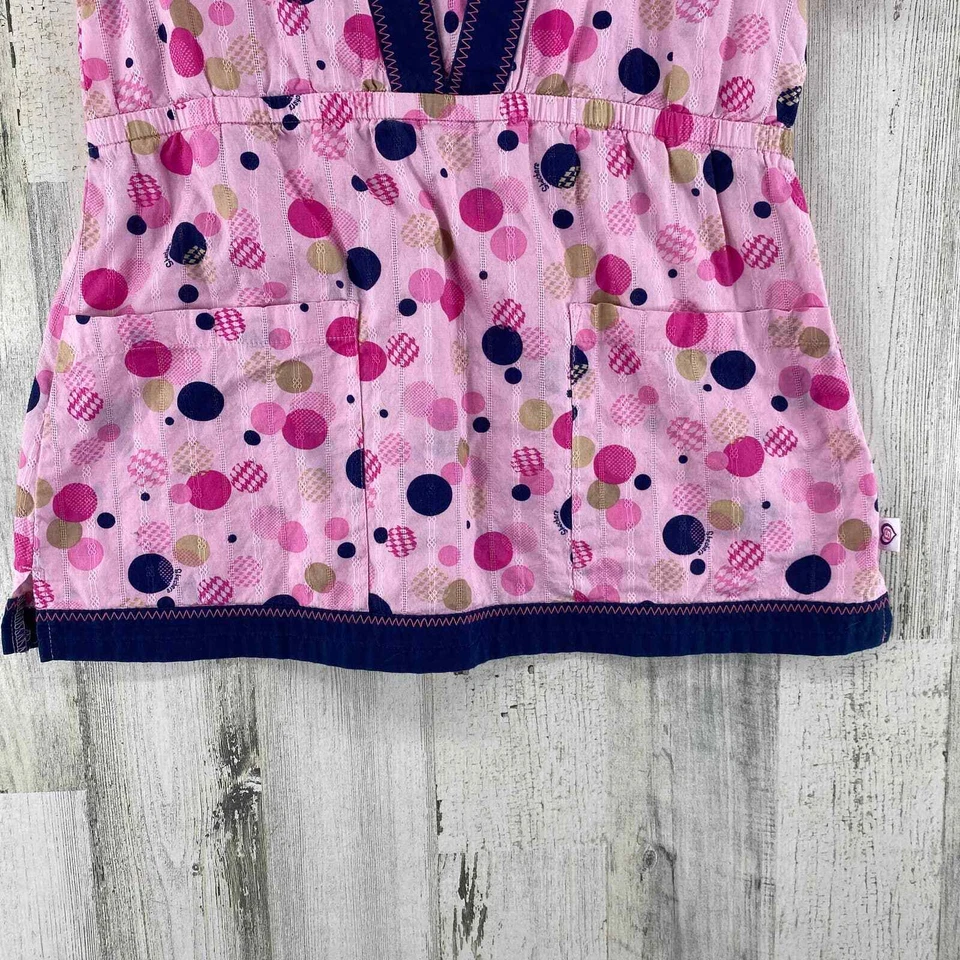 Blusa Médica Skechers Mujer Pequeña Rosa Lunares Cuello en V Bolsillos Algodón Foto 4 de 4